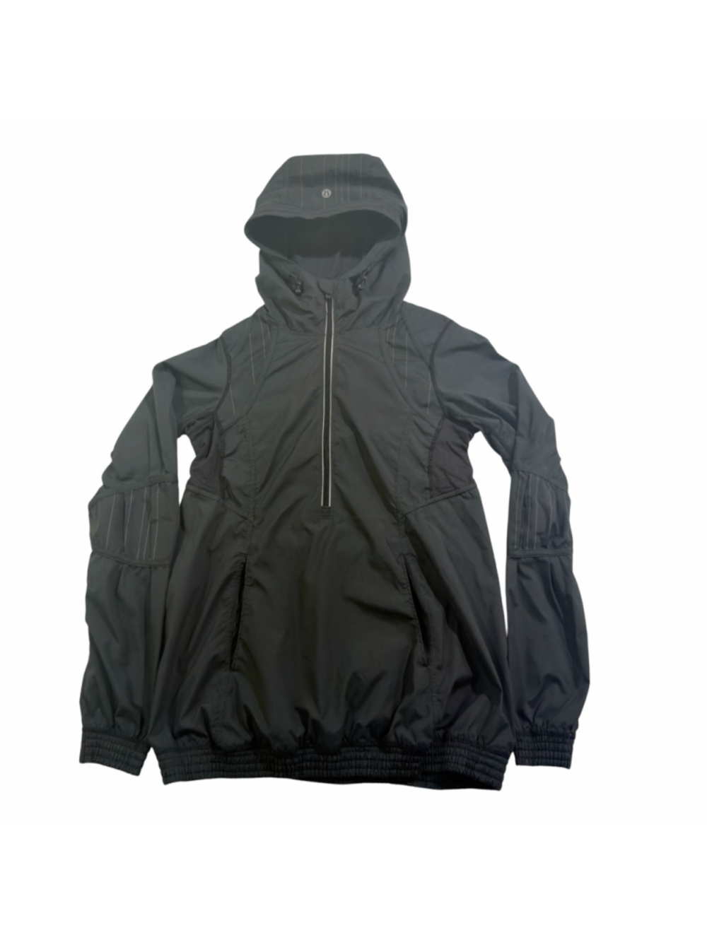 Lululemon Women’s 4 Black Half Zip Hooded Running Windbreaker Pullover Jacket - Picture 3 of 12